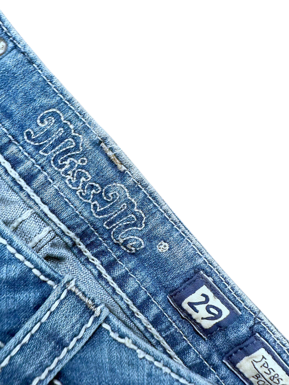 Vintage Miss Me Y2K Low Waist Bootcut/Flared Damenjeans (L) – Detailaufnahme 2