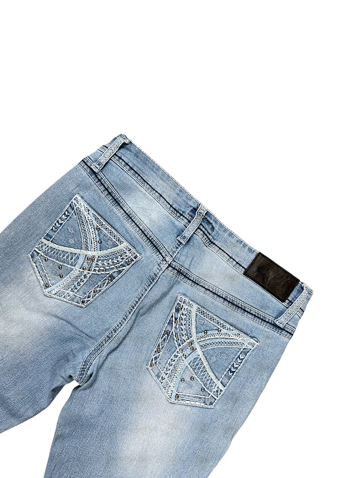 Vintage Embroidery Y2K Low Waist Flared Damenjeans (M)