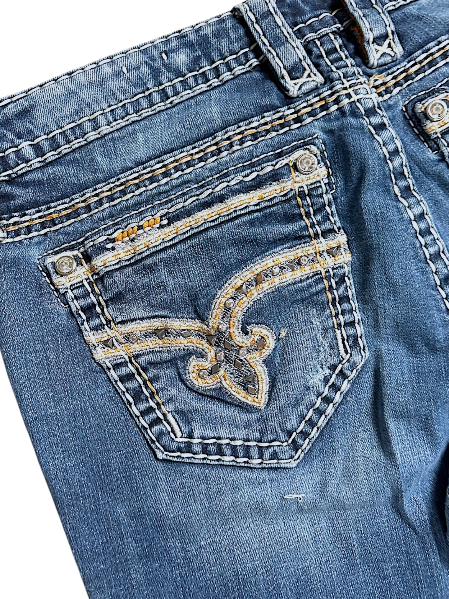 Vintage Rock Revival Y2K Low Waist Bootcut Damenjeans (M)