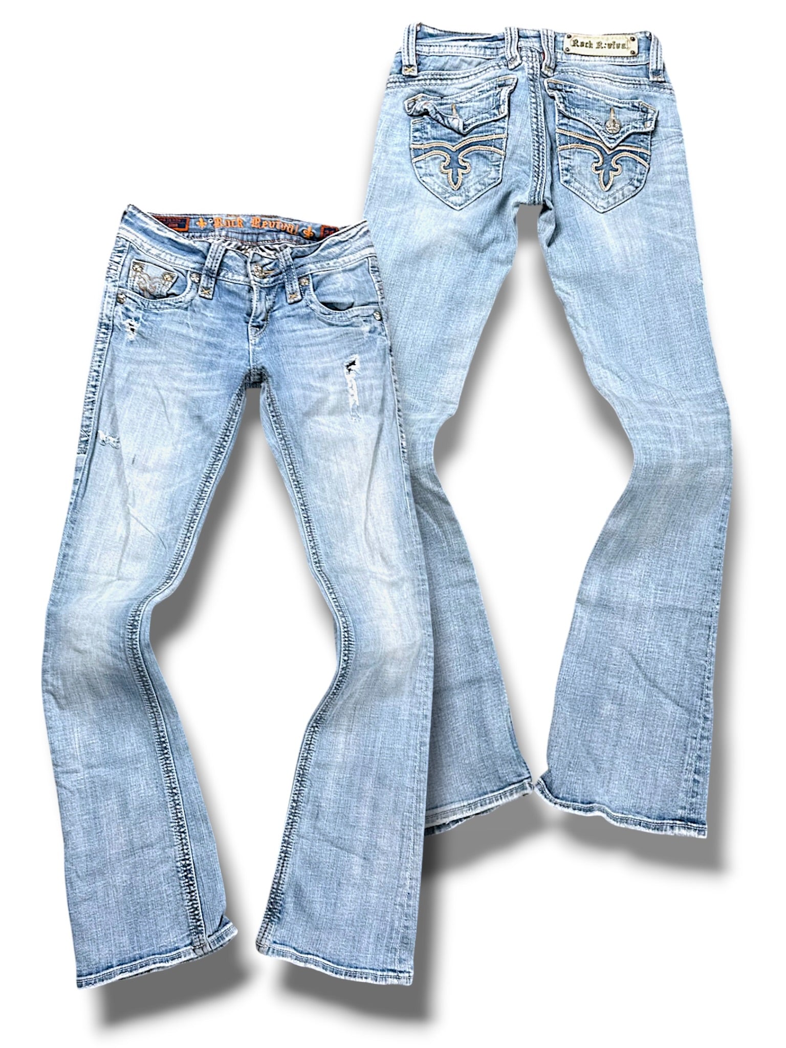 Vintage Rock Revival Y2K Low Waist Bootcut Damenjeans (S)