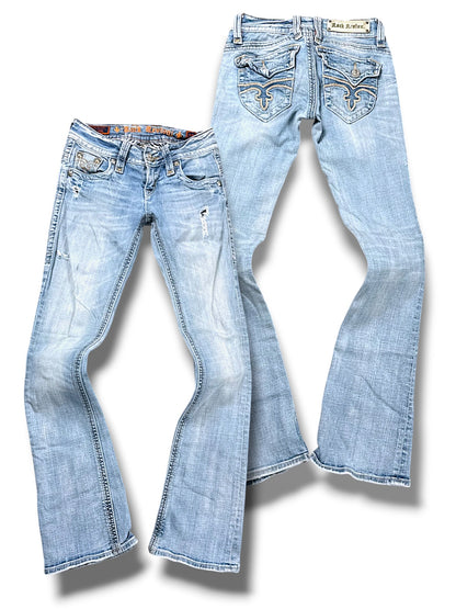 Vintage Rock Revival Y2K Low Waist Bootcut Damenjeans (S)
