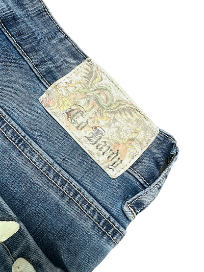 Vintage Ed Hardy Y2K Low Waist Flared Damenjeans (M)