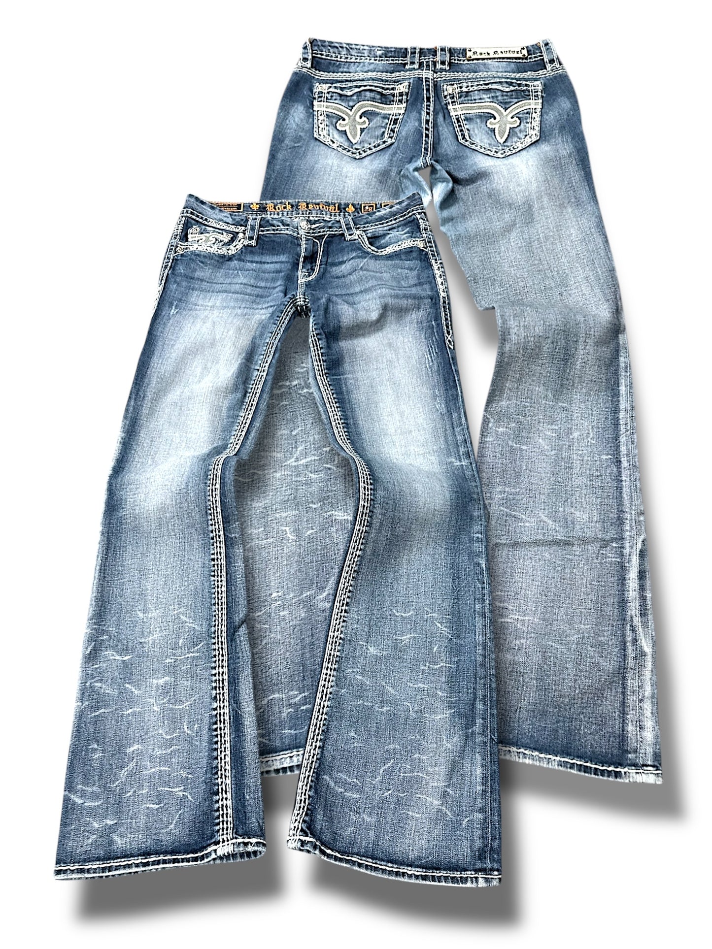 Vintage Rock Revival Y2K Low Waist Bootcut / Flared Damenjeans (M)