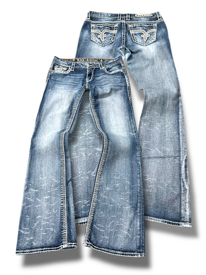 Vintage Rock Revival Y2K Low Waist Bootcut / Flared Damenjeans (M)