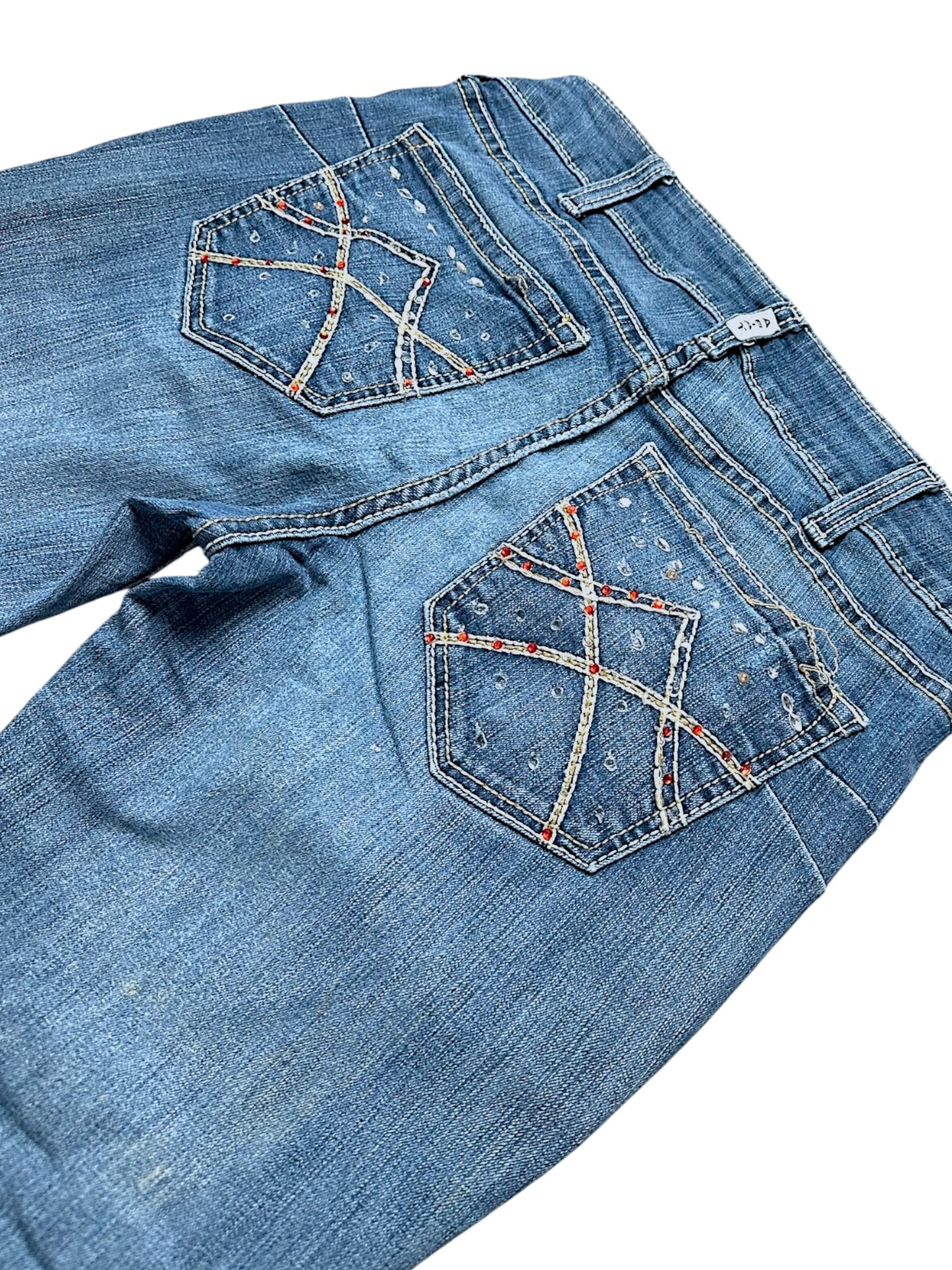 Vintage Embroidery Y2K Low Waist Bootcut / Flared Damenjeans (L)