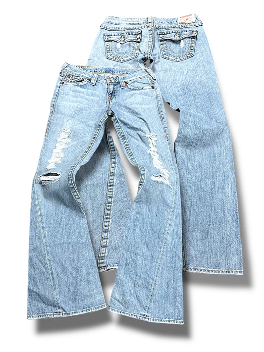 Vintage True Religion Y2K Low Waist Flared Damenjeans (M)