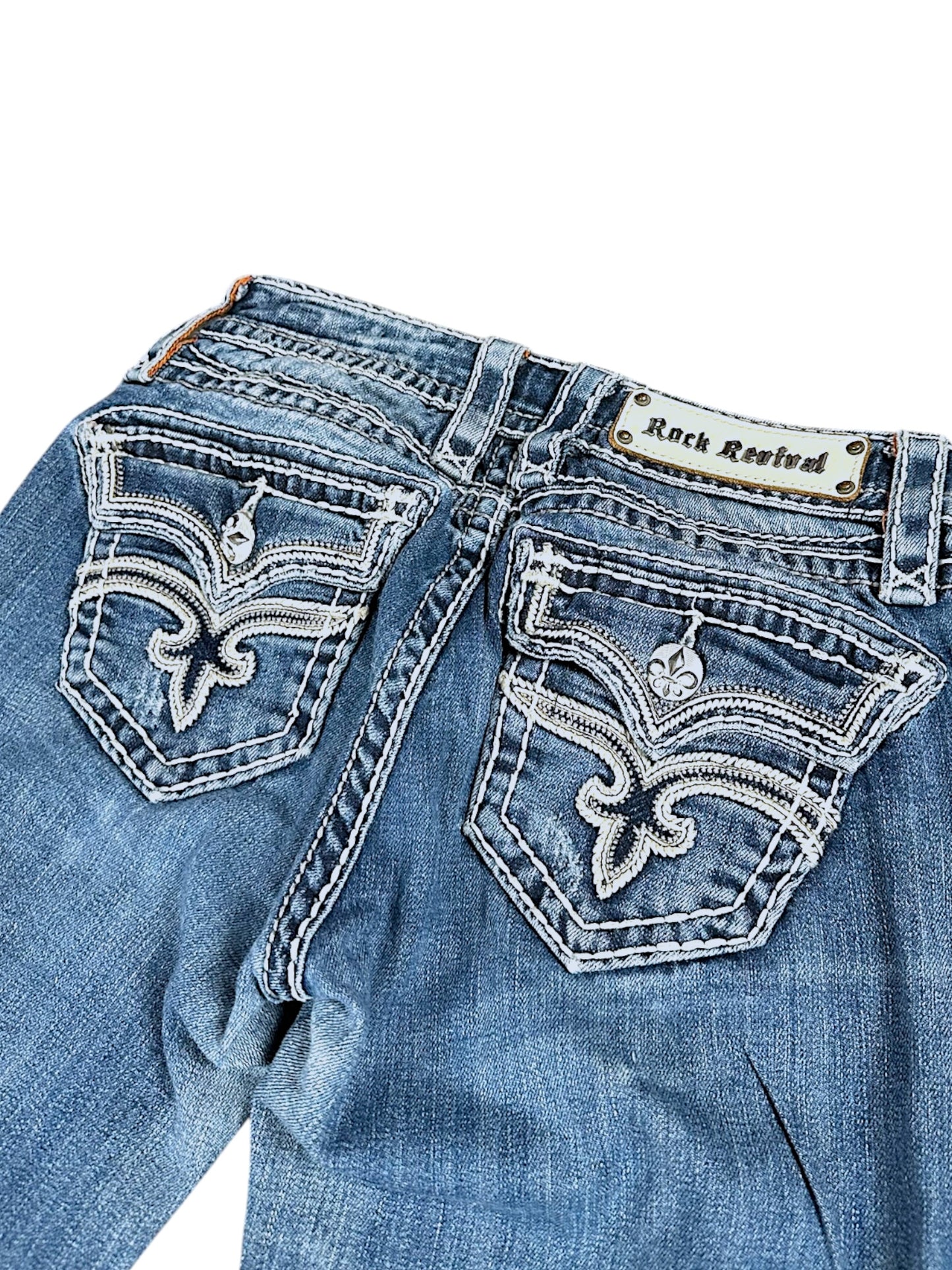 Vintage Rock Revival Y2K Low Waist Bootcut Damenjeans (S)