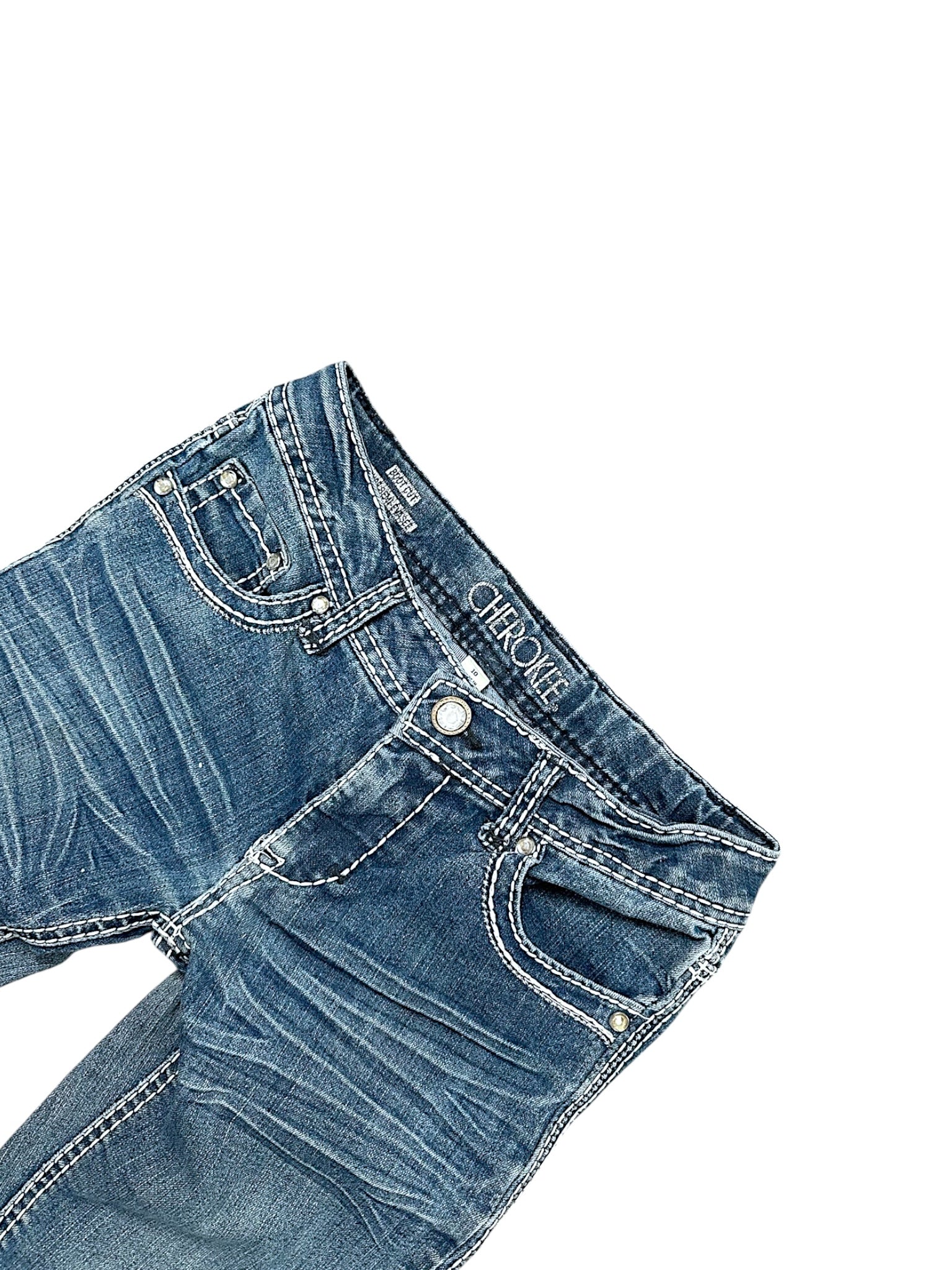 Vintage Embroidery Y2K Low Waist Bootcut Damenjeans (XS)