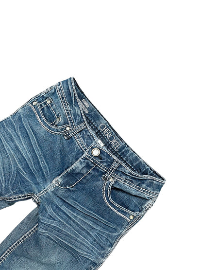 Vintage Embroidery Y2K Low Waist Bootcut Damenjeans (XS)