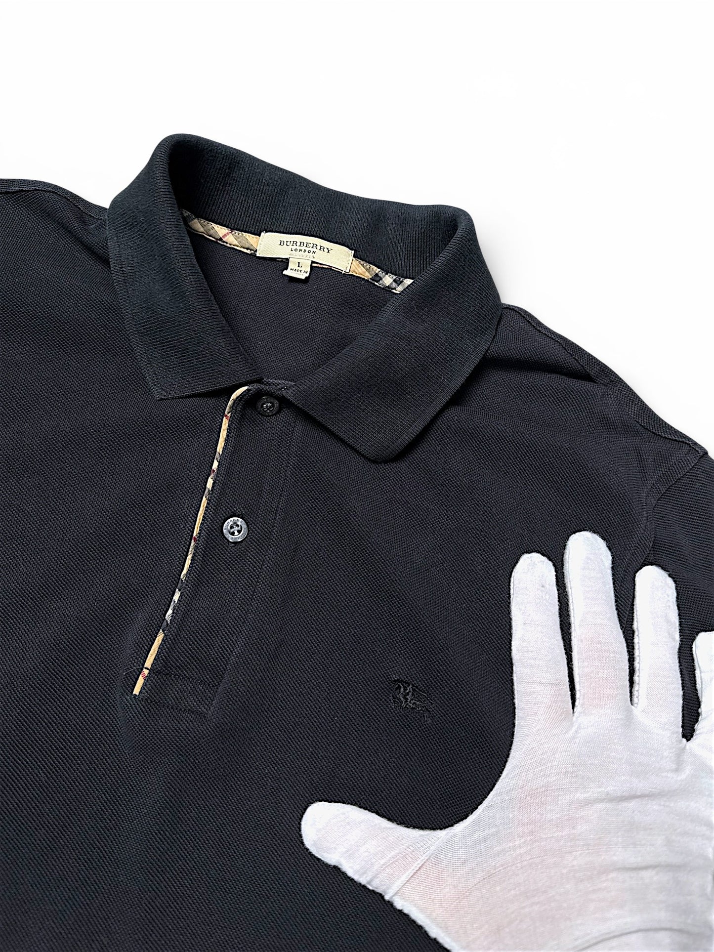 Vintage Burberry „Monogram“ Langarm Polo (L)