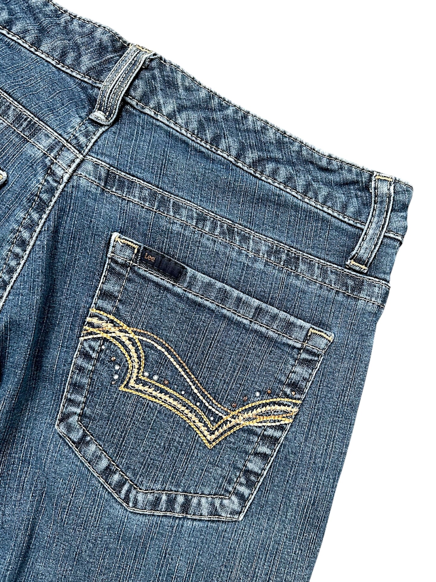 Vintage Embroidery Y2K Straight Leg Damenjeans (S)