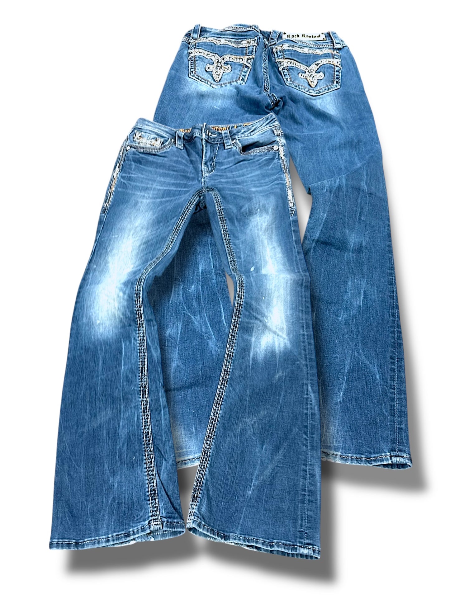 Vintage Rock Revival Y2K Low Waist Bootcut Damenjeans (S)