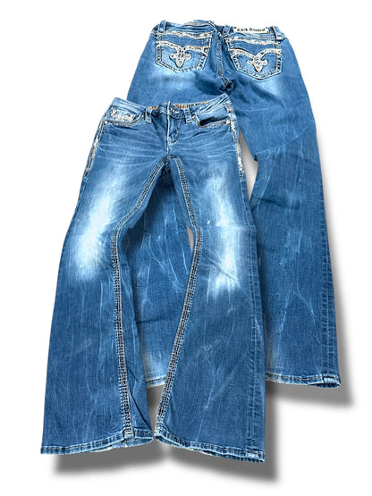 Vintage Rock Revival Y2K Low Waist Bootcut Damenjeans (S)