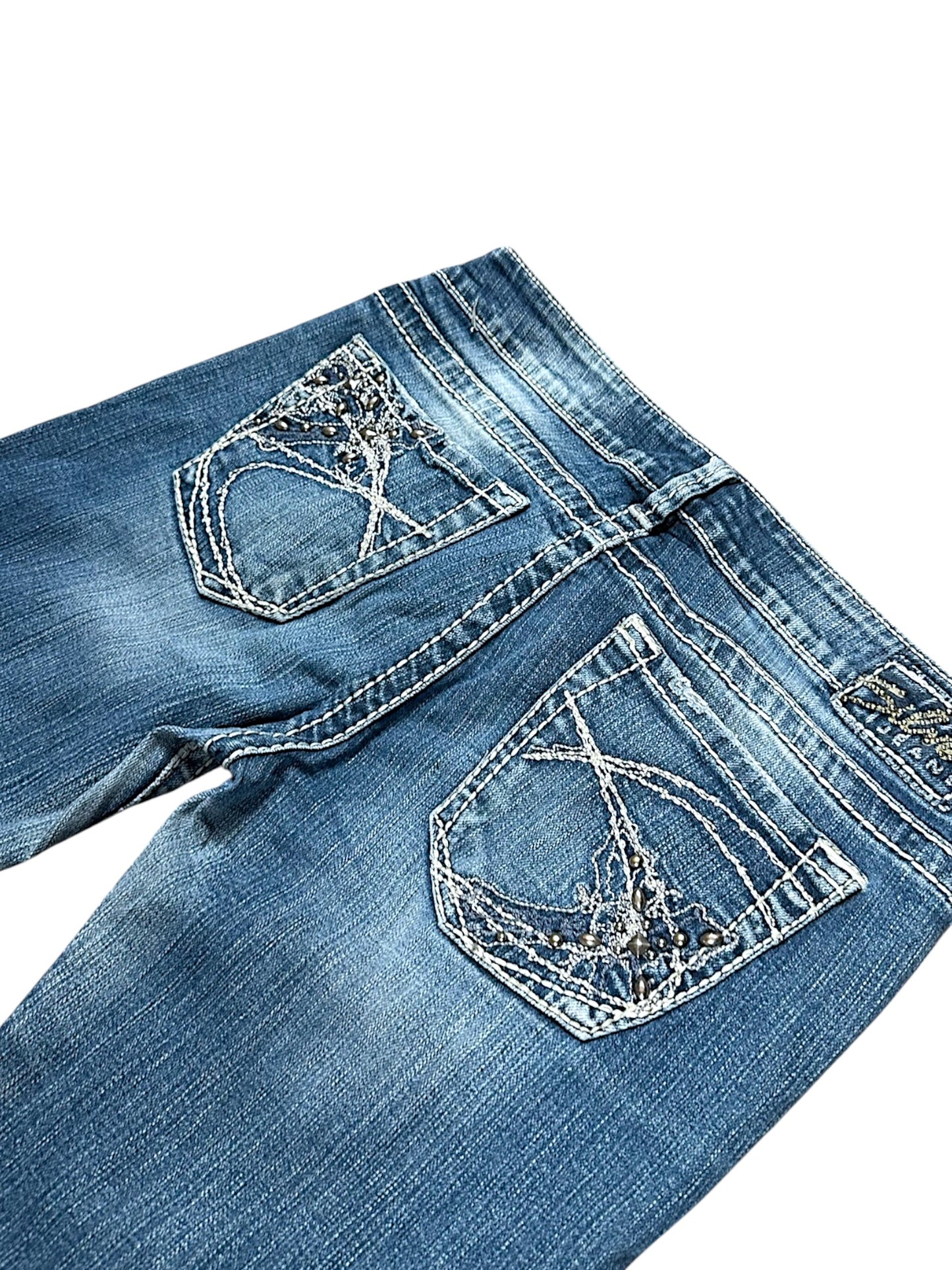 Vintage Silver Y2K Low Waist Bootcut / Flared Damenjeans (M)