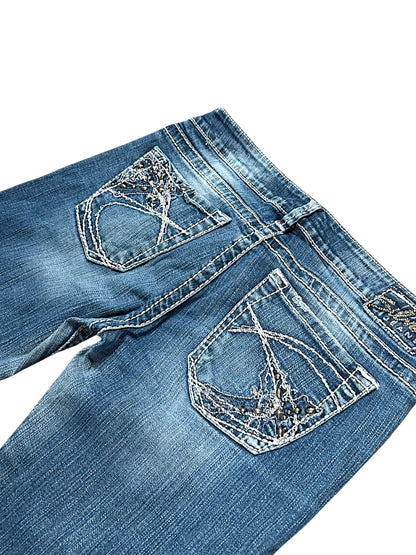 Vintage Silver Y2K Low Waist Bootcut / Flared Damenjeans (M)