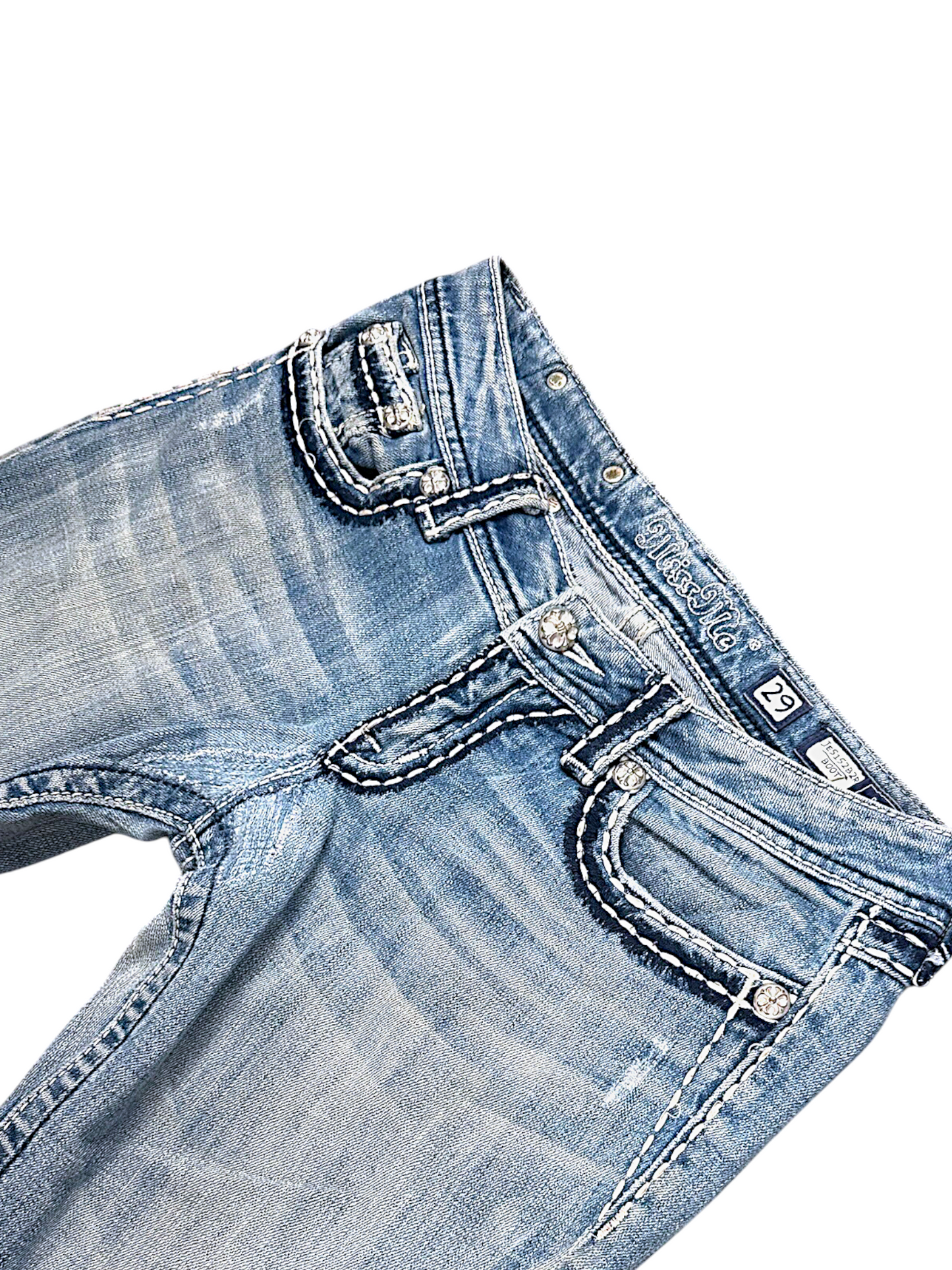 Vintage Miss Me Y2K Low Waist Bootcut Damenjeans (S)