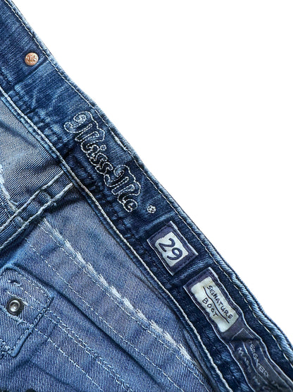 Vintage Miss Me Low Waist Bootcut Damenjeans „Signature Boot“ (M) – Detailaufnahme 1