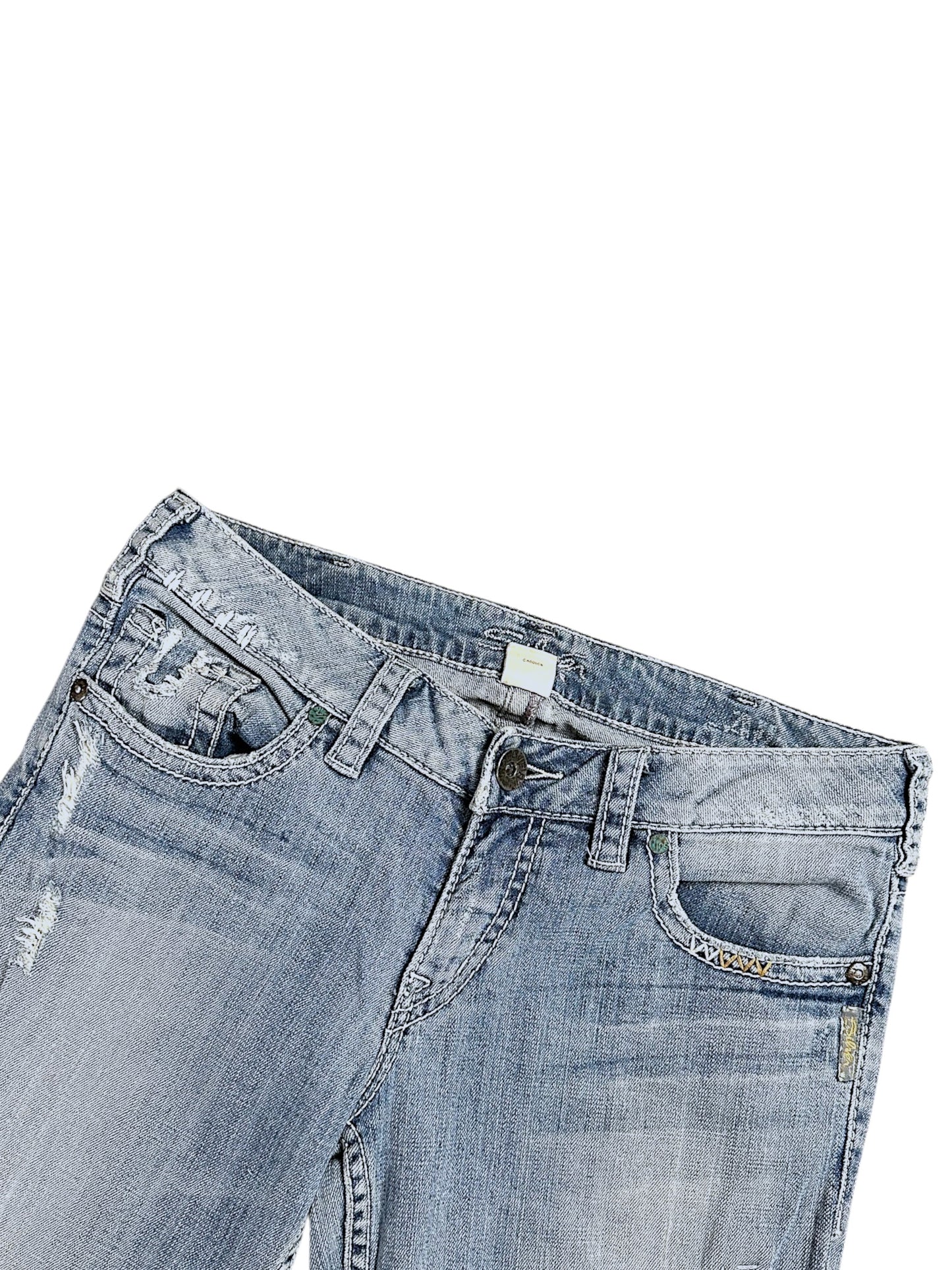 Vintage Silver Y2K Low Waist Bootcut / Flared Damenjeans (XL)