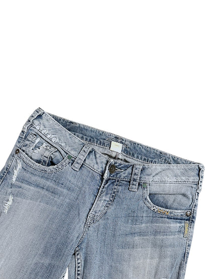 Vintage Silver Y2K Low Waist Bootcut / Flared Damenjeans (XL)