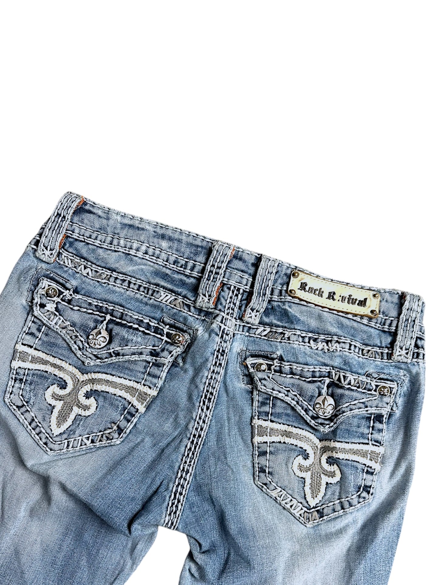 Vintage Rock Revival Y2K Low Waist Bootcut Damenjeans (M)