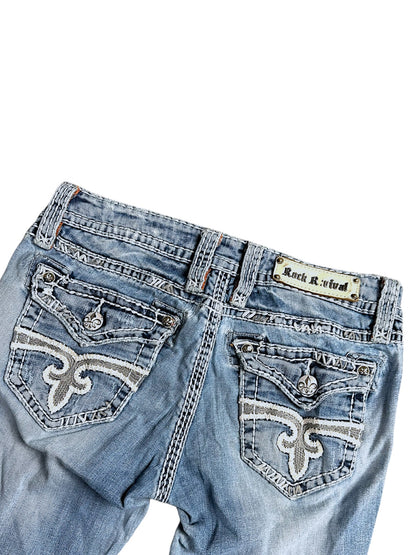 Vintage Rock Revival Y2K Low Waist Bootcut Damenjeans (M)