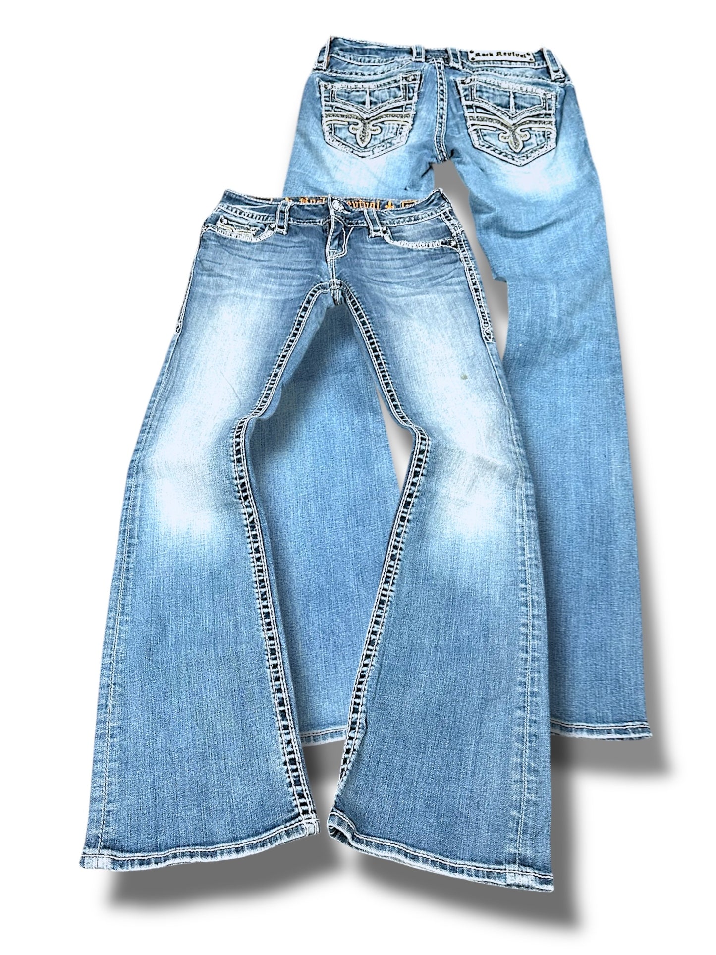 Vintage Rock Revival Y2K Low Waist Bootcut Damenjeans (S)