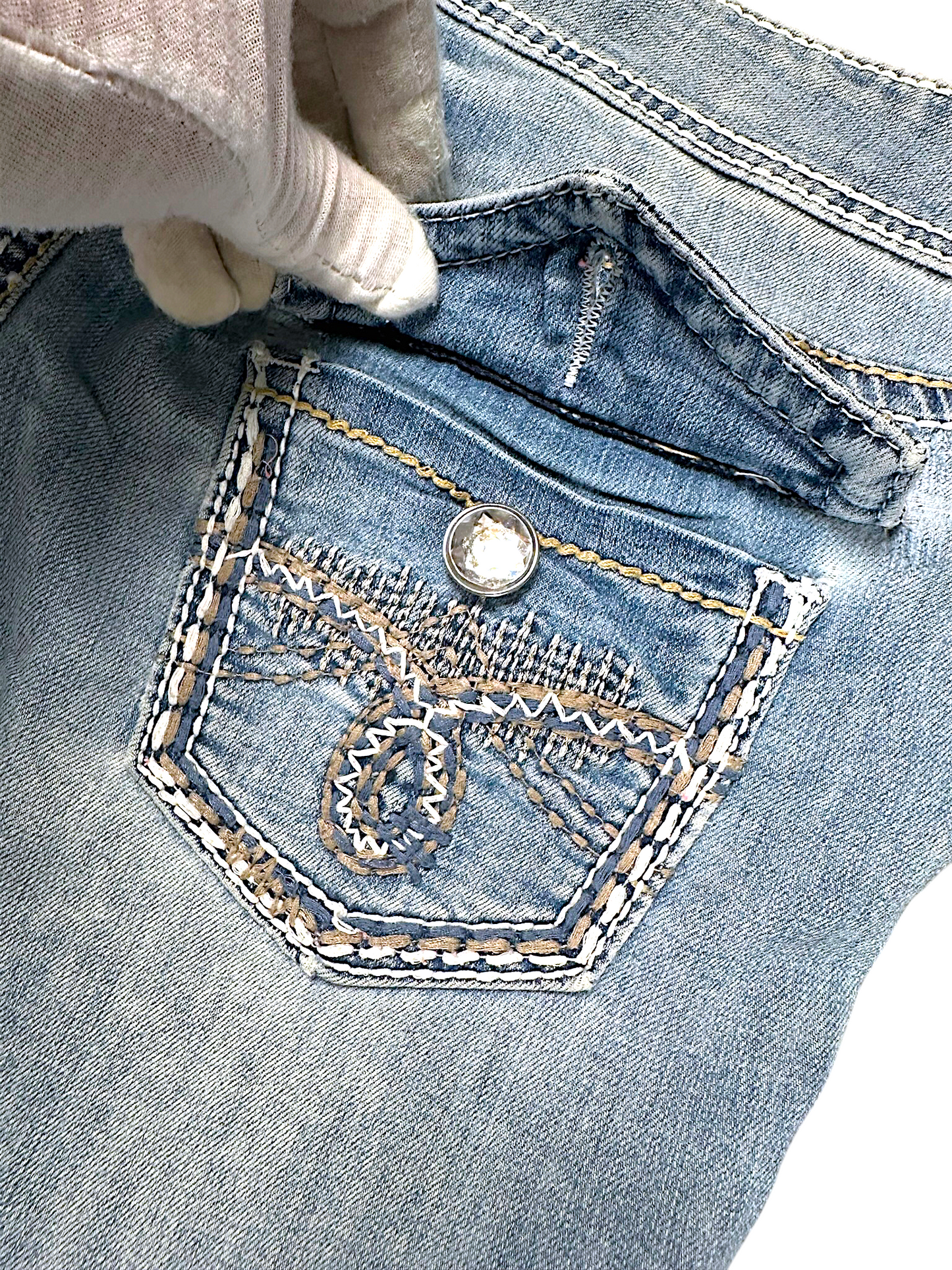 Vintage Embroidery Y2K Bootcut / Flared Damenjeans (M)