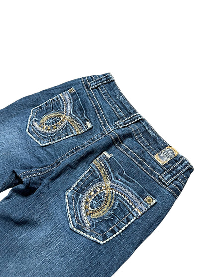Vintage Embroidery Y2K Low Waist Bootcut / Flared Damenjeans (S)