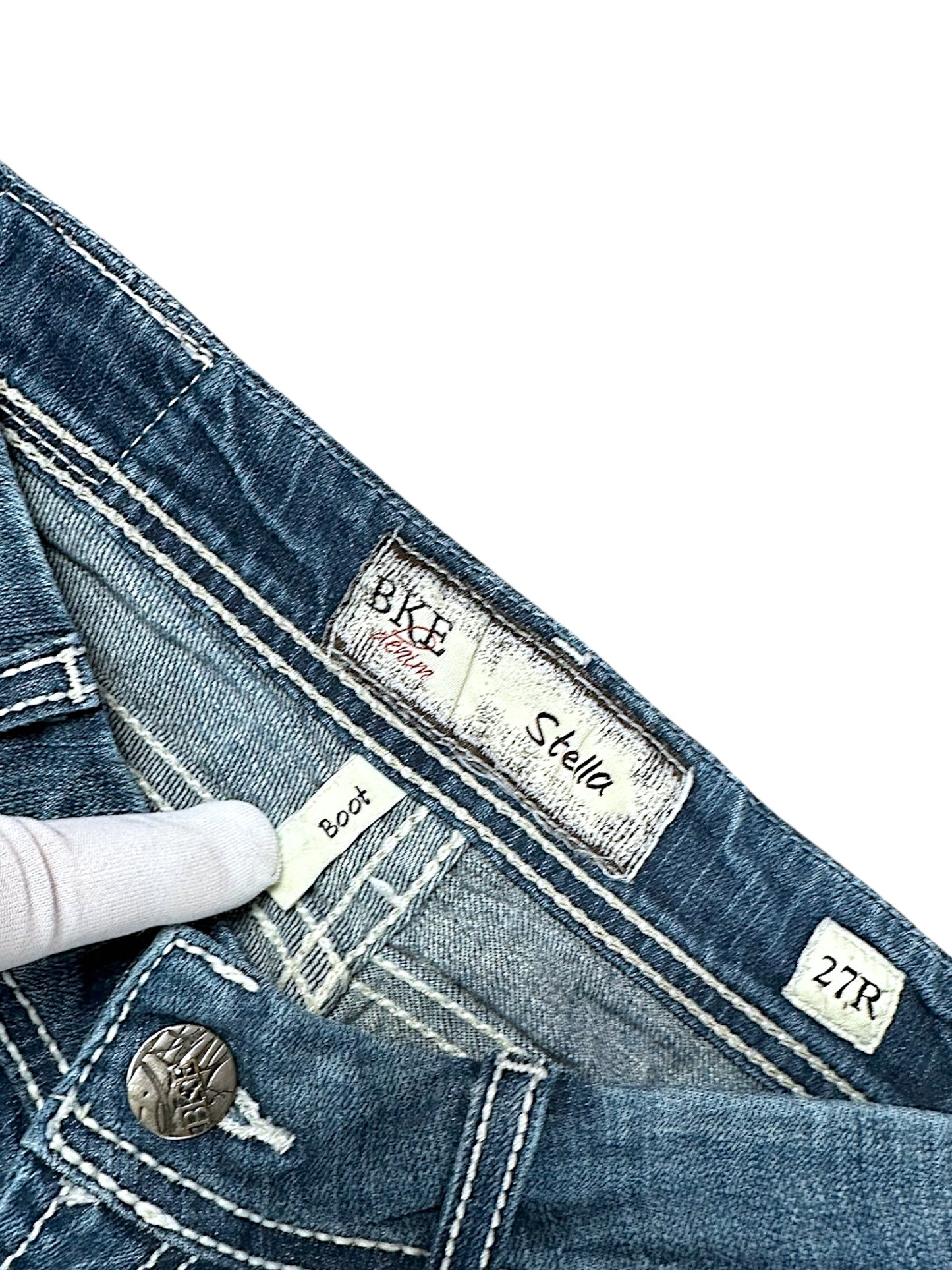Vintage Embroidery Y2K Low Waist Bootcut / Flared Damenjeans (M)