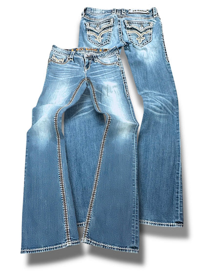 Vintage Rock Revival Low Waist Bootcut Damenjeans (M)