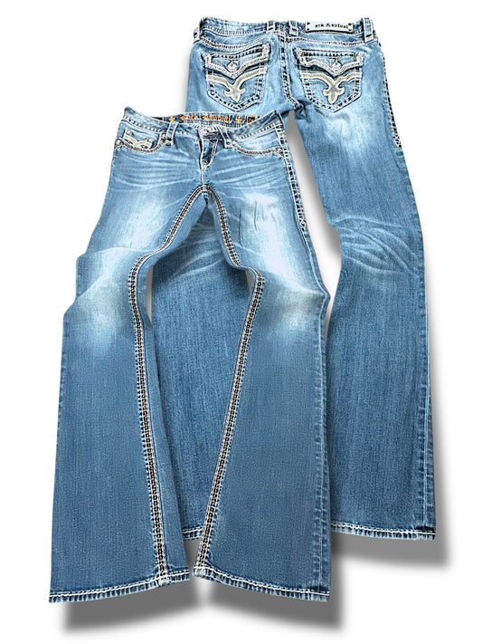 Vintage Rock Revival Low Waist Bootcut Damenjeans (M)