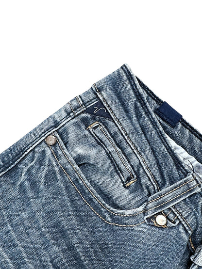 Vintage Embroidery Y2K Low Waist Bootcut / Flared Damenjeans (S)