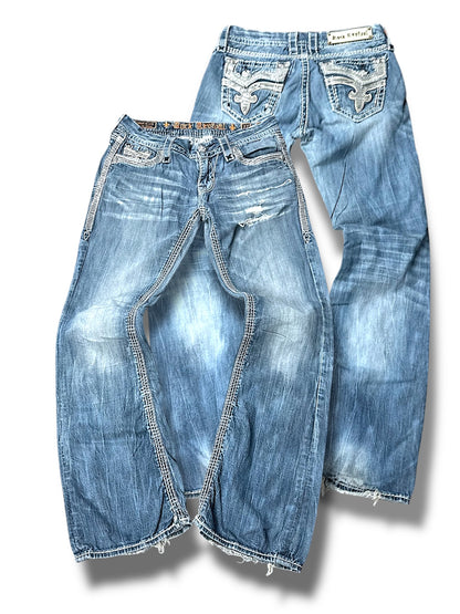 Vintage Rock Revival Y2K Low Waist Bootcut / Flared Damenjeans (S)