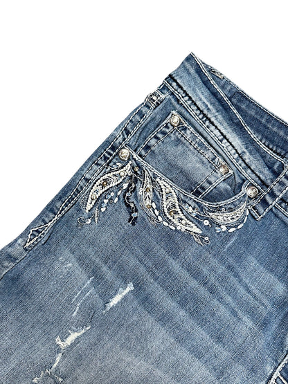 Vintage Embroidery Y2K Bootcut / Flared Damenjeans (L)