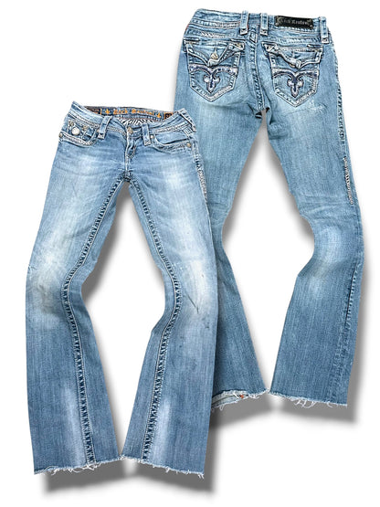 Vintage Rock Revival Y2K Low Waist Bootcut Damenjeans (S)