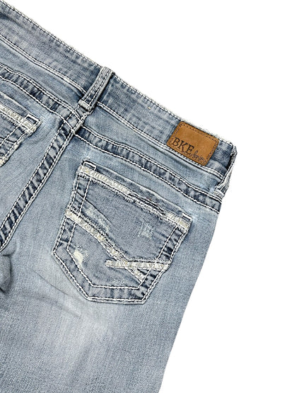 Vintage Embroidery Y2K Low Waist Bootcut / Flared Damenjeans (L)