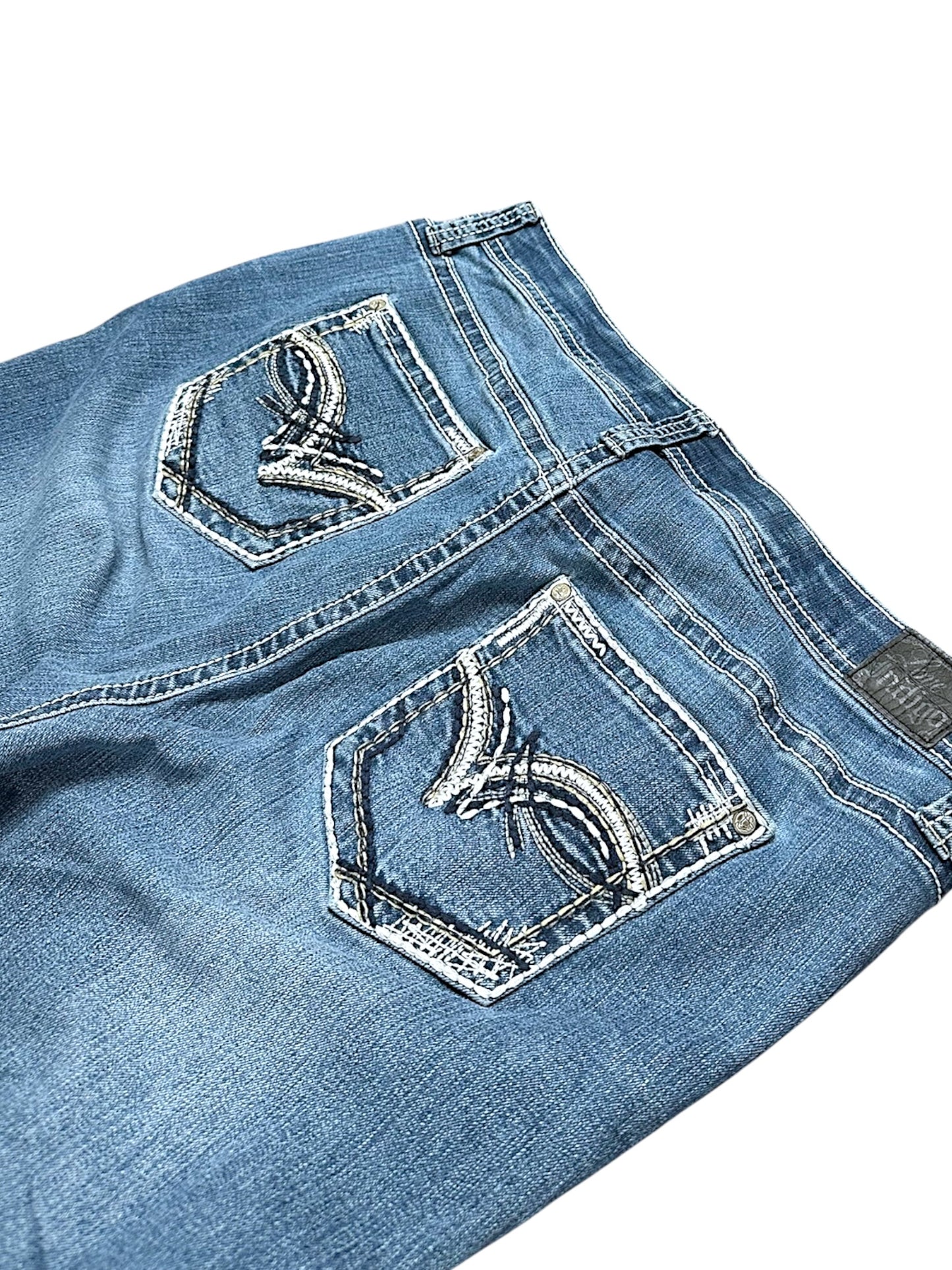 Vintage Embroidery Y2K Mid Waist Bootcut / Flared Damenjeans (S)