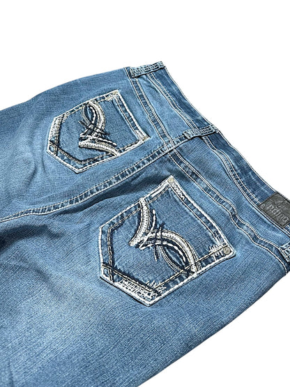 Vintage Embroidery Y2K Mid Waist Bootcut / Flared Damenjeans (S)