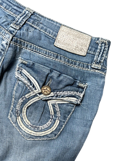 Vintage Embroidery Y2K Bootcut Flared Jeans (S)