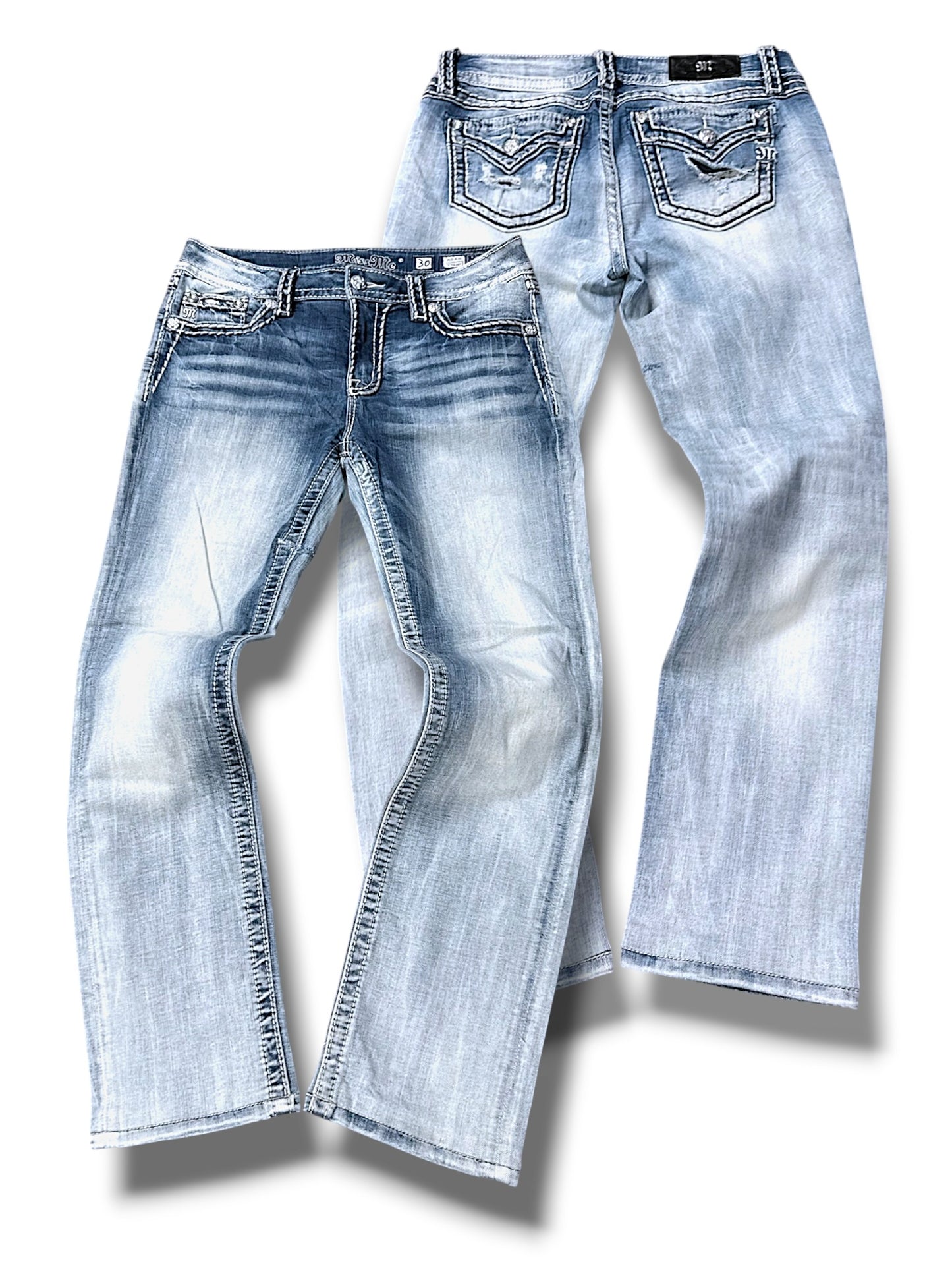 Vintage Miss Me Y2K Low Waist Bootcut Damenjeans (S)