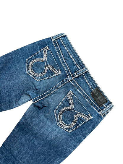 Vintage Embroidery Y2K Flared Jeans (S)