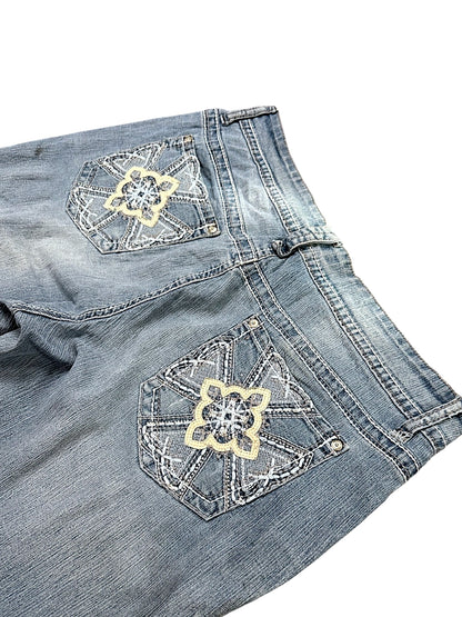 Vintage Embroidery Y2K Flared Jeans (S)