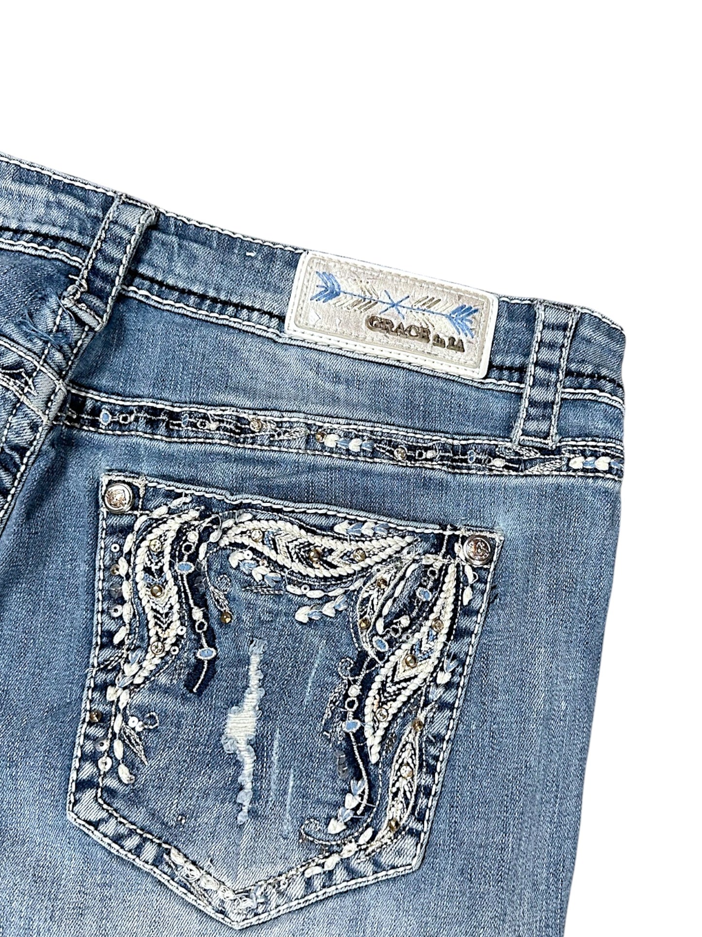 Vintage Embroidery Y2K Bootcut / Flared Damenjeans (L)
