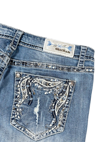 Vintage Embroidery Y2K Bootcut / Flared Damenjeans (L)