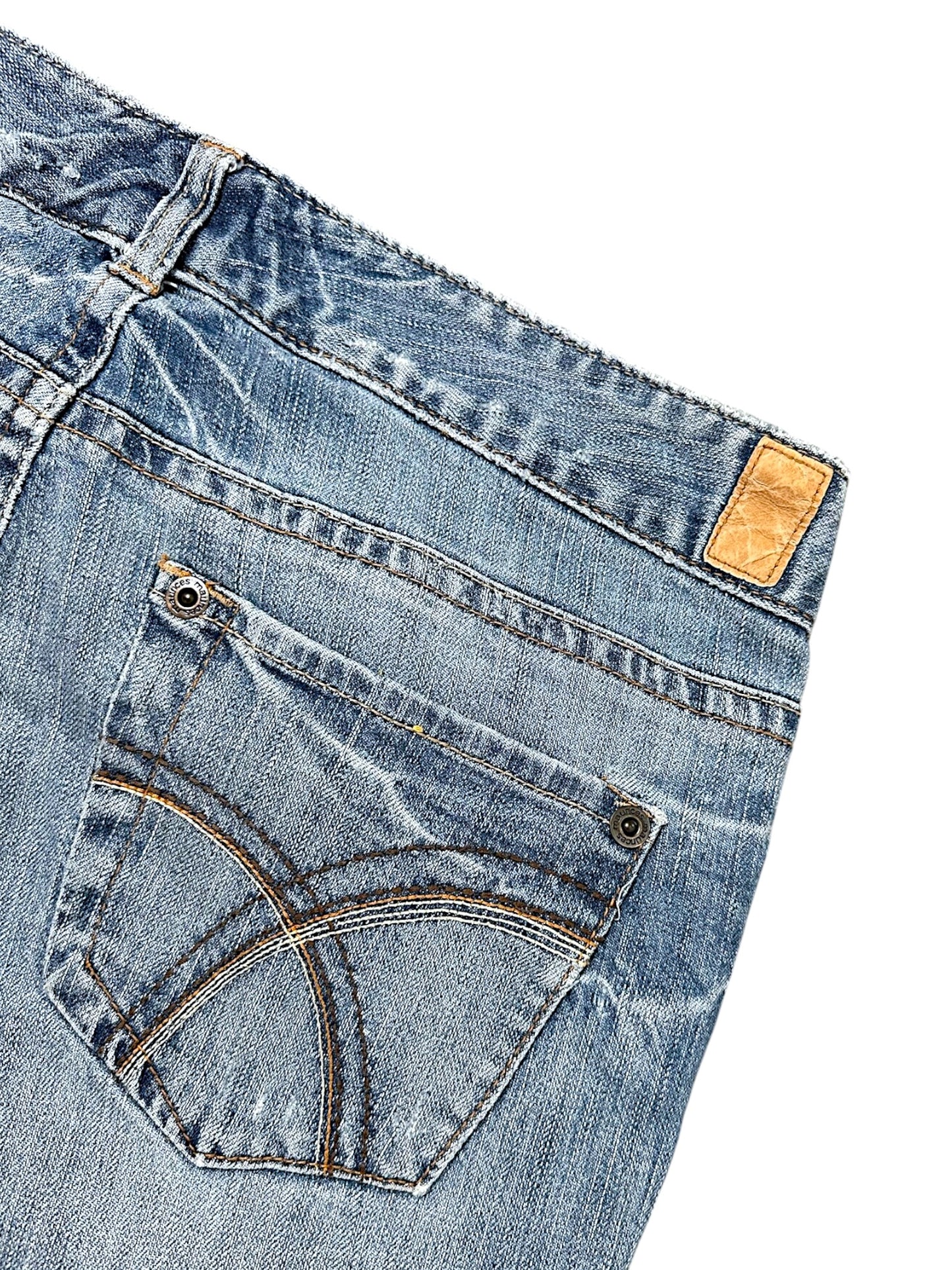 Vintage Embroidery Y2K Low Waist Bootcut / Flared Damenjeans (L)