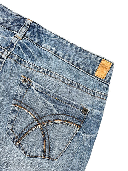 Vintage Embroidery Y2K Low Waist Bootcut / Flared Damenjeans (L)