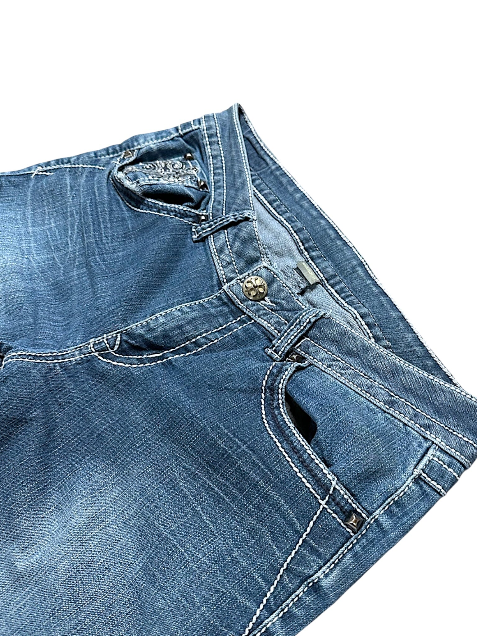 Vintage Embroidery Y2K Bootcut / Flared Damenjeans (M)