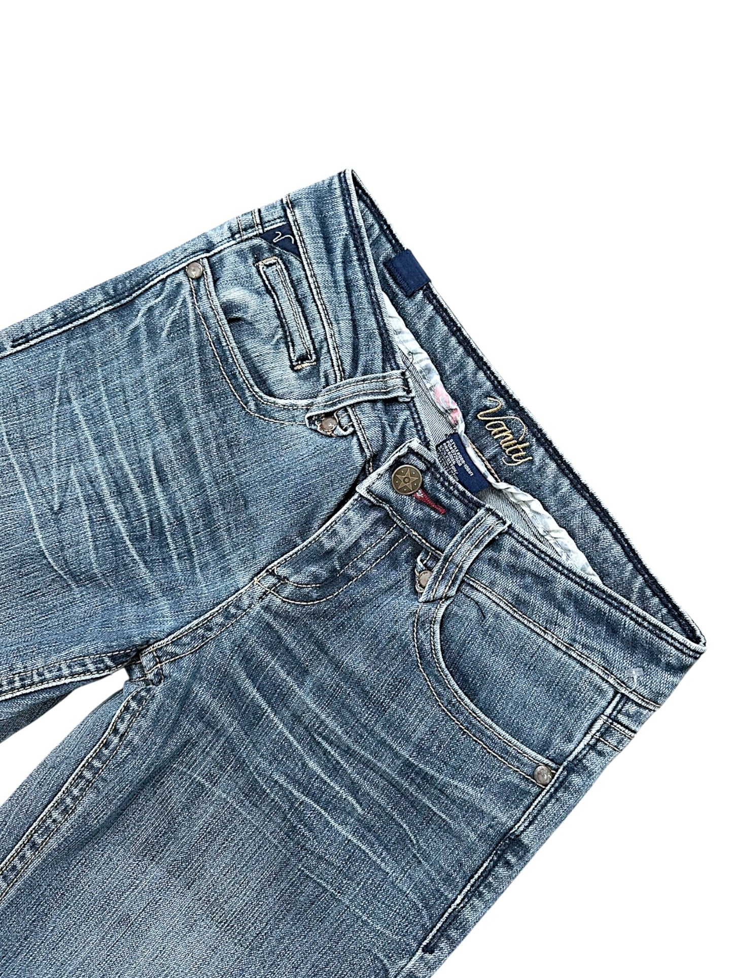 Vintage Embroidery Y2K Low Waist Bootcut / Flared Damenjeans (S)
