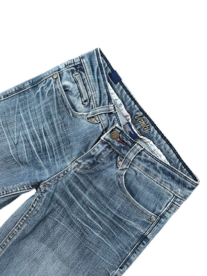 Vintage Embroidery Y2K Low Waist Bootcut / Flared Damenjeans (S)