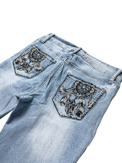 Vintage Hydraulic Embroidery Y2K Low Waist Bootcut Damenjeans (S)